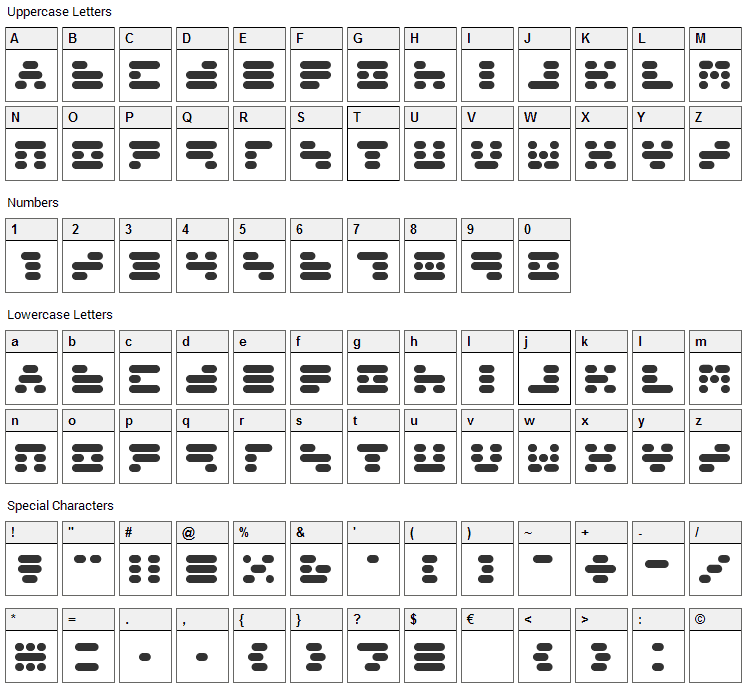 Capsule 3 Font Character Map