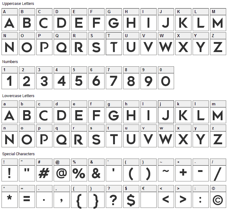 Captain Marvel Font Character Map