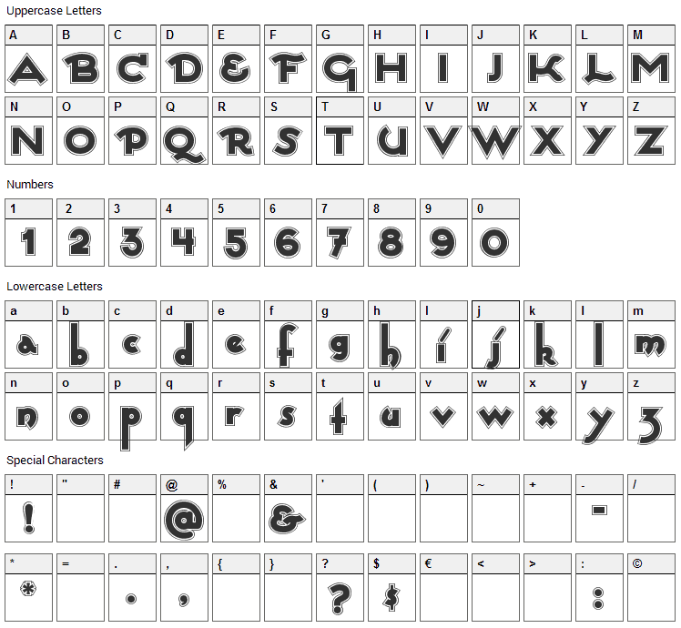 Captain Swabby Font Character Map