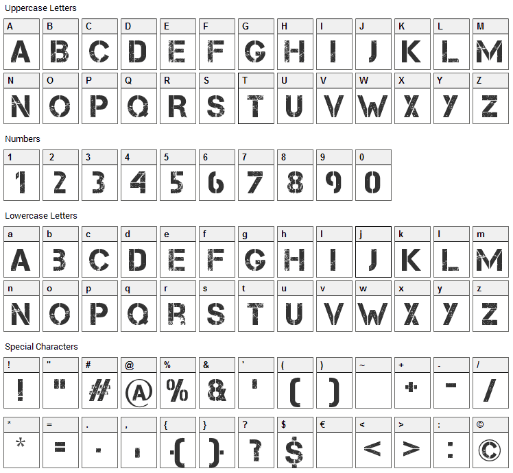 Capture it Font Character Map