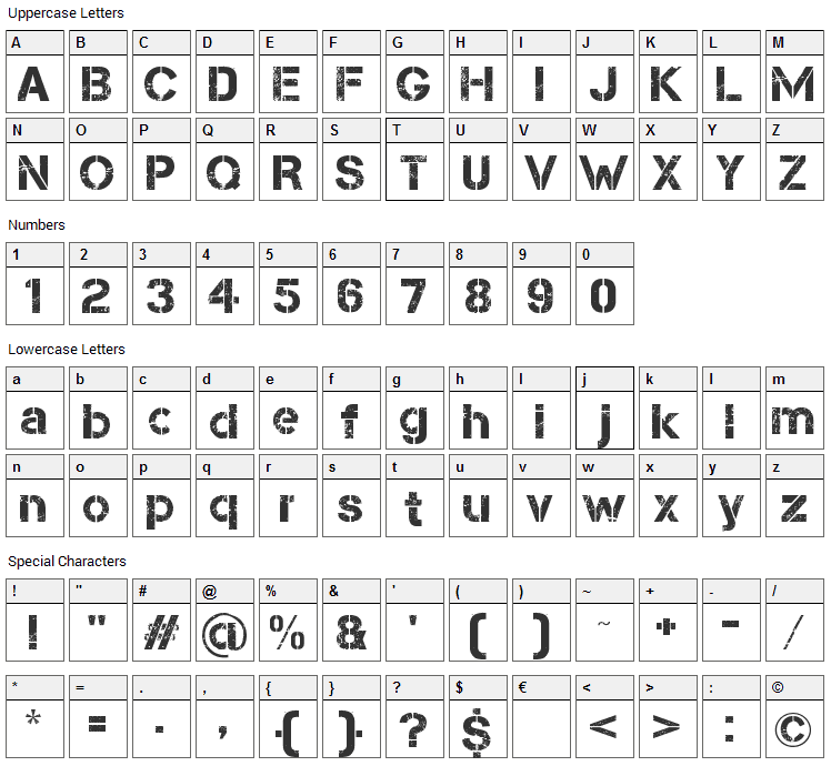 Capture Smallz Font Character Map