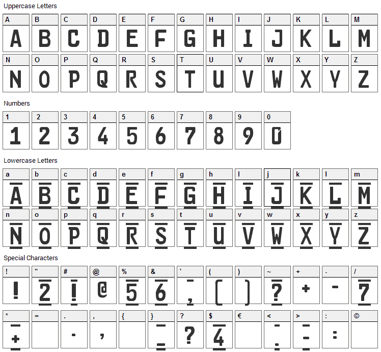 Car-Go 2 Font Character Map