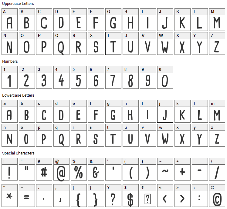 Cardenio Modern Font Character Map