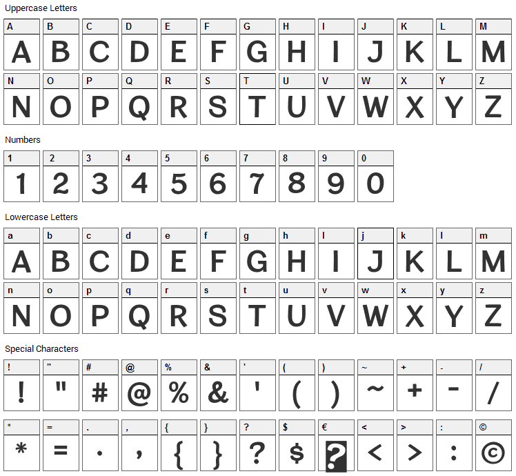 Cardigan Titling Font Character Map