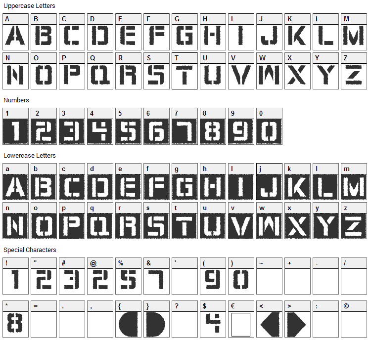 Cargo Bay Font Character Map