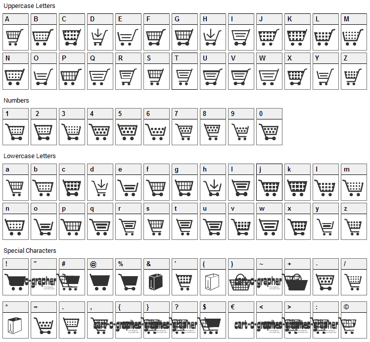 Cart O Grapher Font Character Map