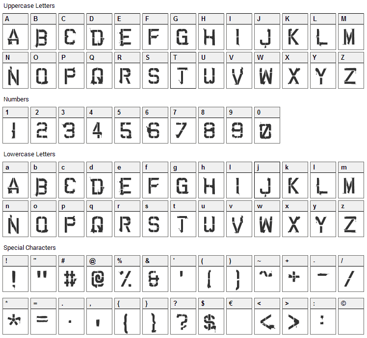 Cartaz Font Character Map