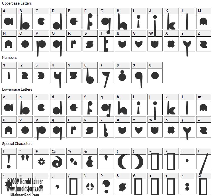 Cartel Font Character Map