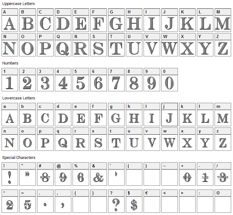 Cash Currency Font Character Map