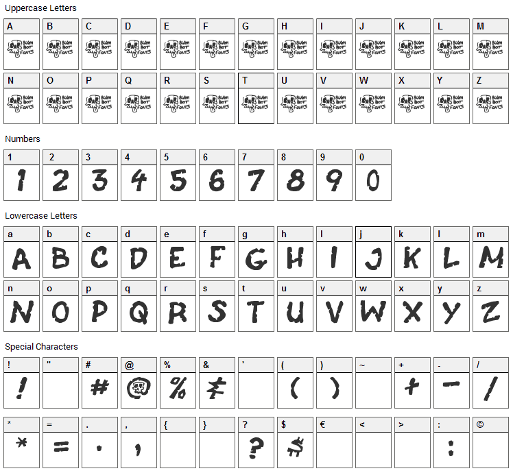 Casket Breath Font Character Map