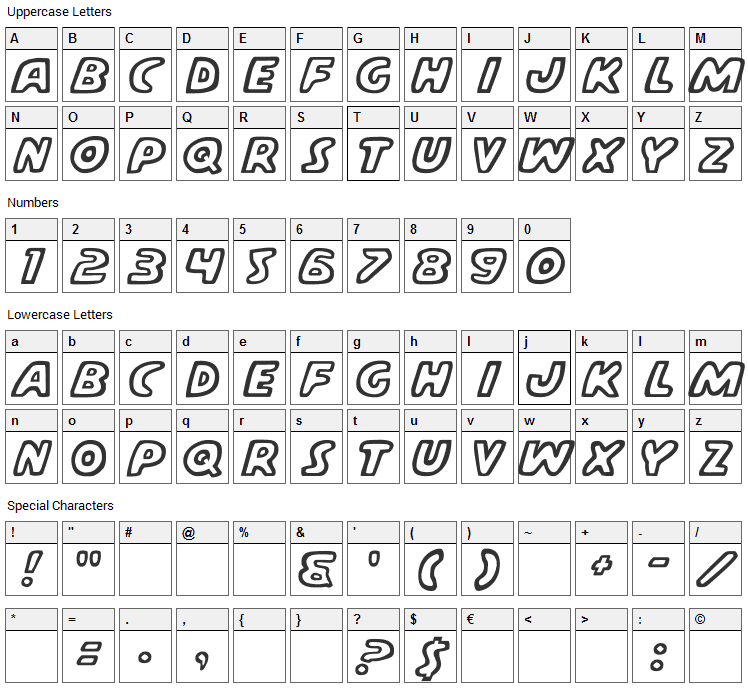 Casper Comics Font Character Map