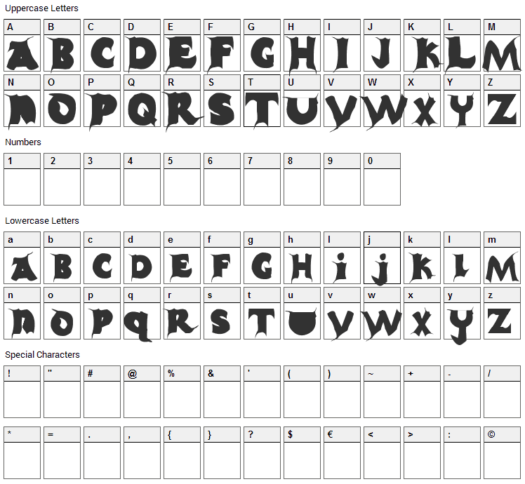 Casper Font Character Map