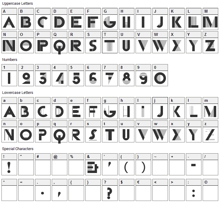 Cassandra Font Character Map