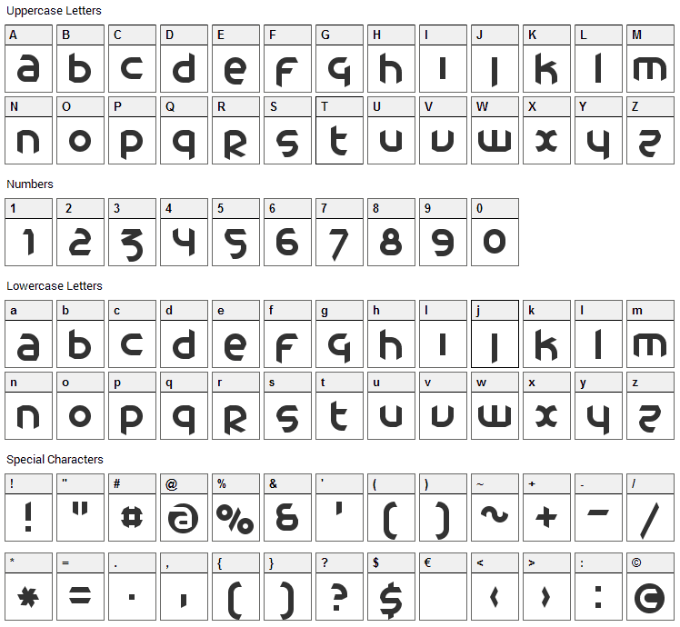 Catharsis Cargo Font Character Map