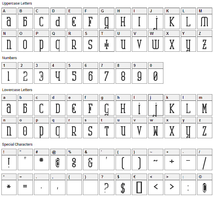 Catharsis Requiem Font Character Map