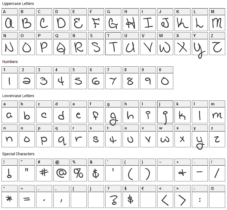 Catholic School Girls Font Character Map