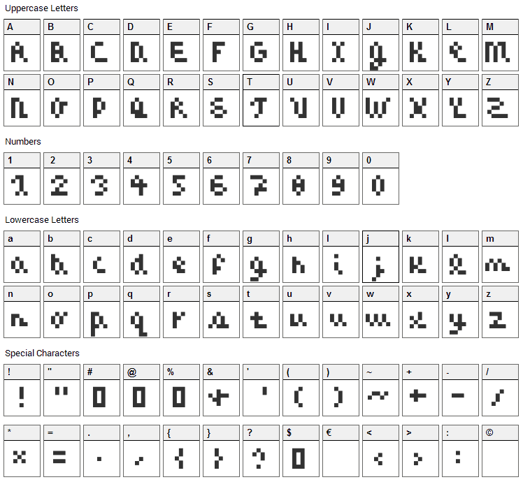 CaZOOM Font Character Map