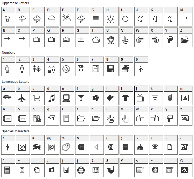 CD-Icons Font Character Map