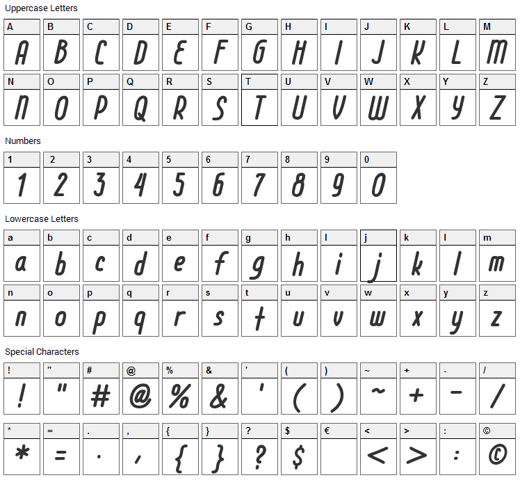 Cell 63 Font Character Map