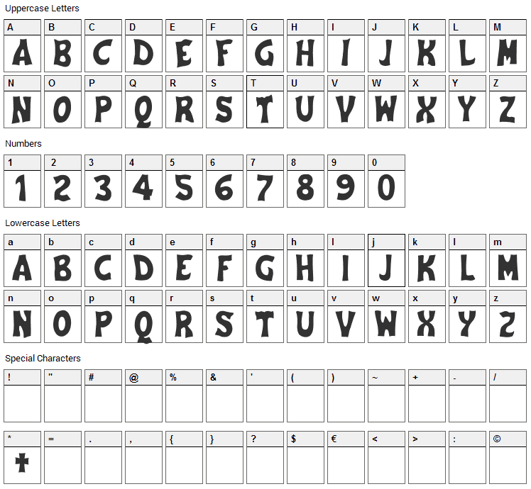 Cementeria Font Character Map