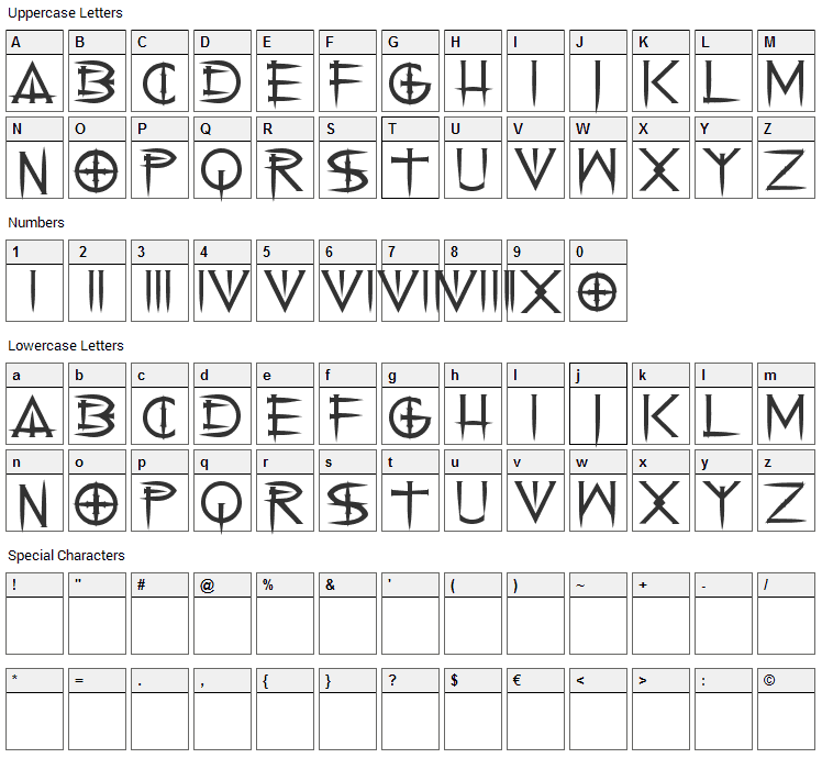 Cenobyte Font Character Map