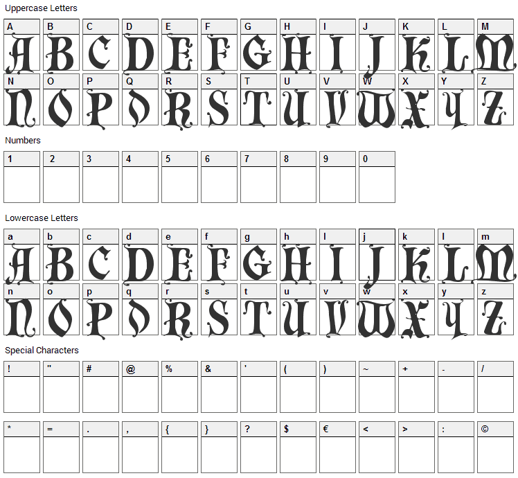 Chaillot Font Character Map