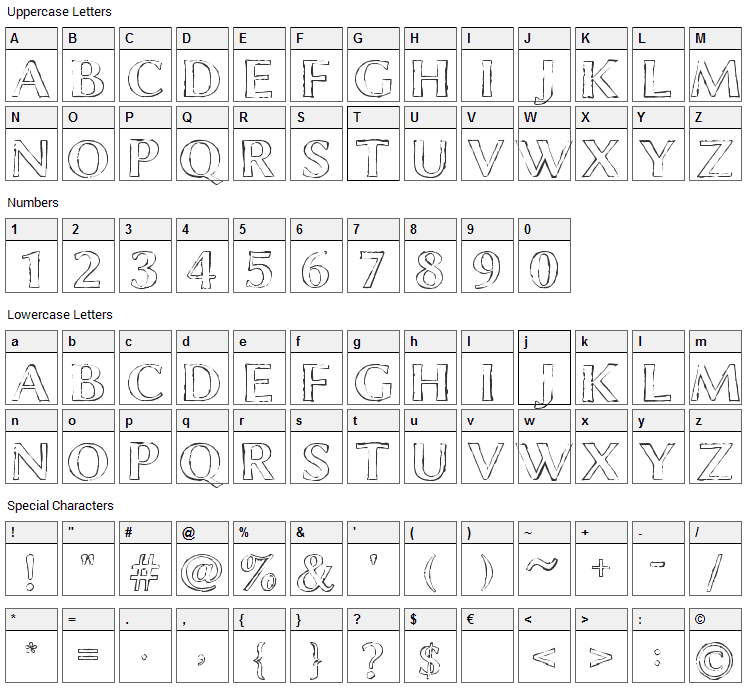 Chalk Line Font Character Map