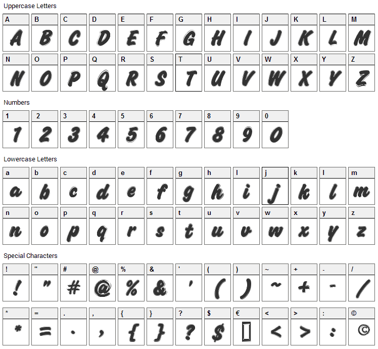 Challenge Contour Font Character Map