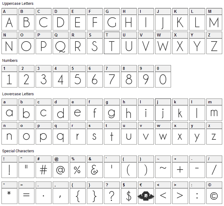 Champagne & Limousines Font Character Map
