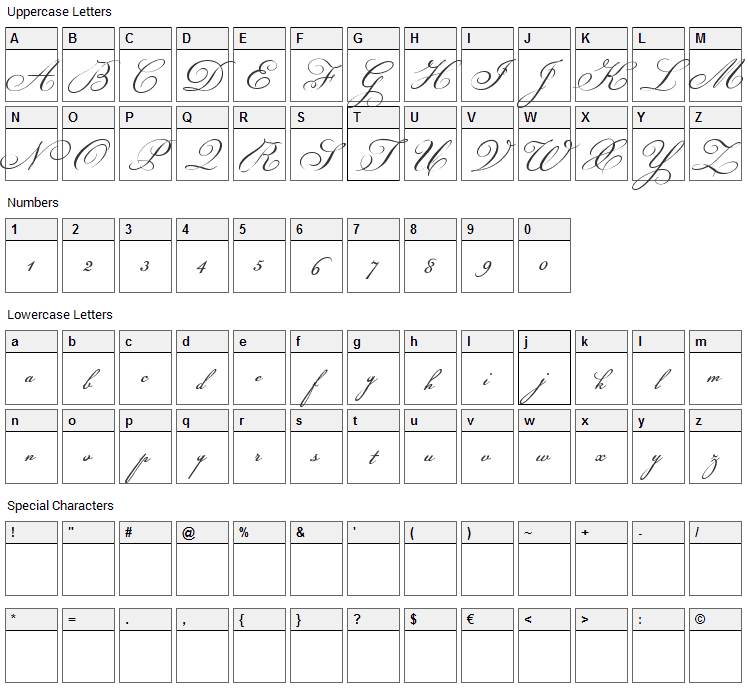 Champignon Font Character Map