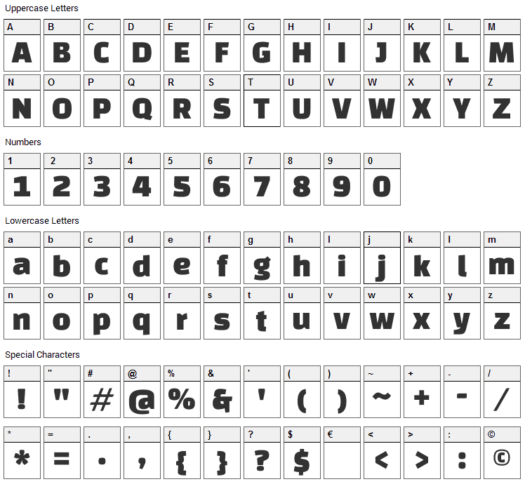 Changa One Font Character Map