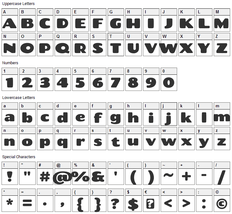 Chango Font Character Map