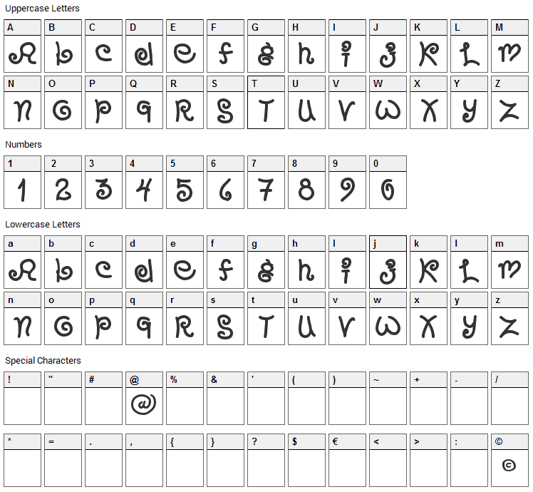 Chango Marango Font Character Map