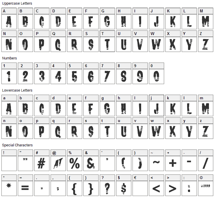 Channel Tuning Font Character Map