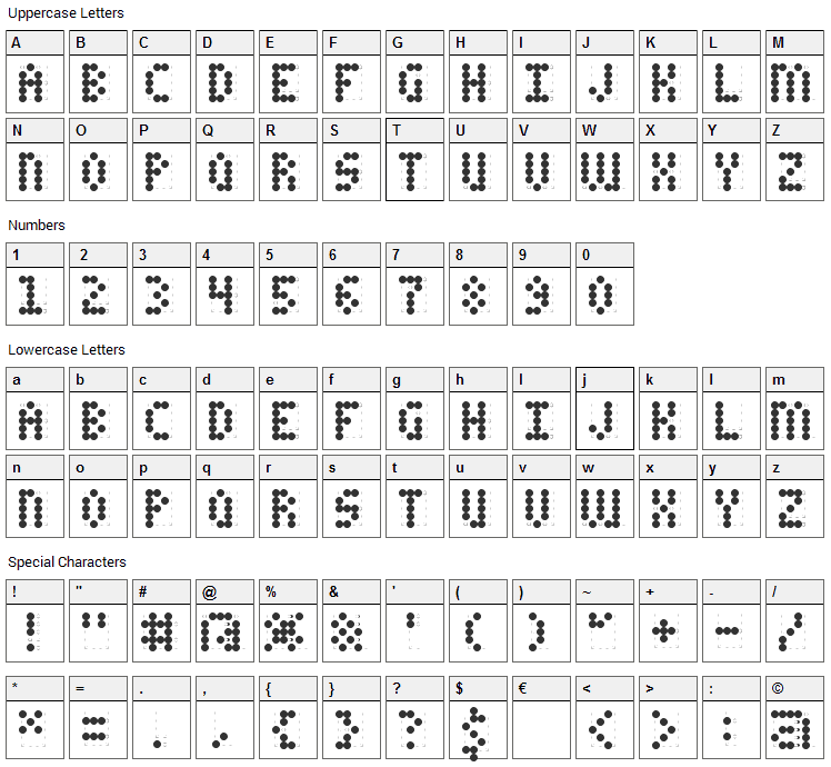 Charaille Font Character Map