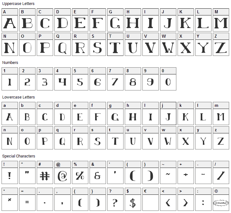 Chardin Doihle Font Character Map