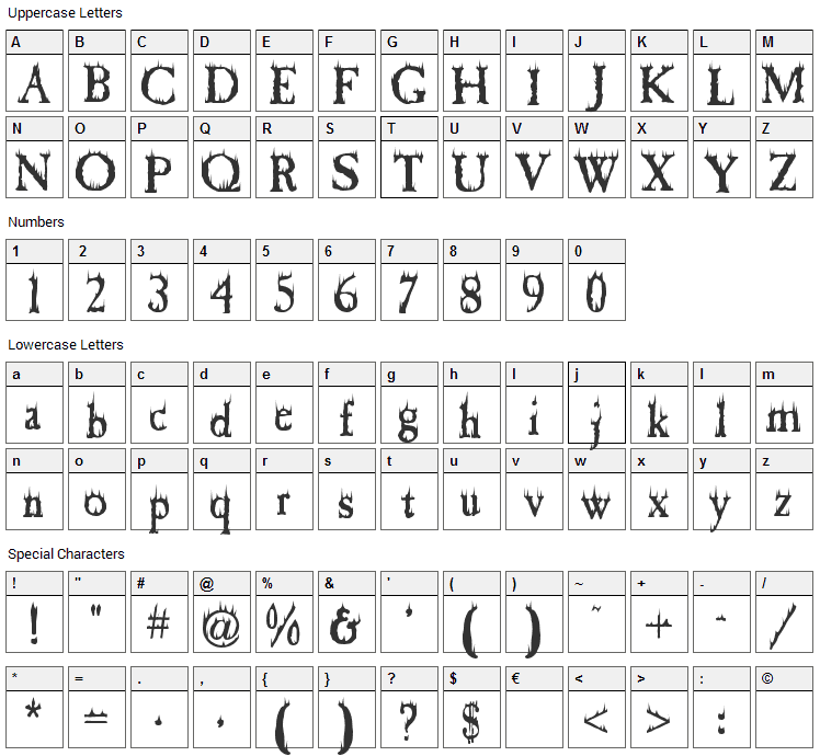 Cheap Fire Font Character Map