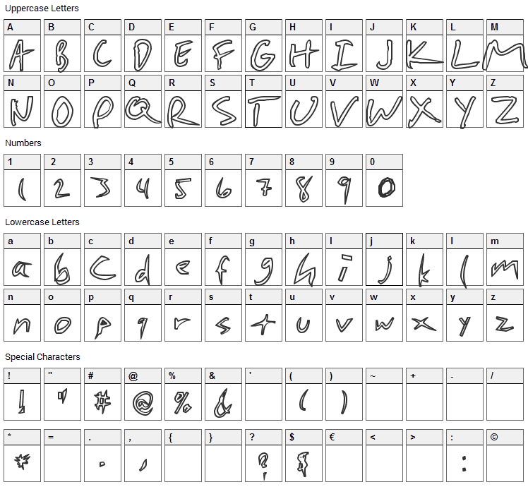 Cheap Pizza Font Character Map