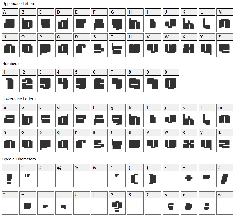 Cheaptype Font Character Map