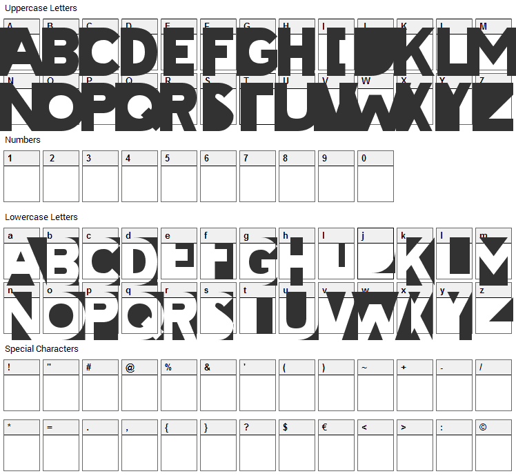 Cheatin Font Character Map