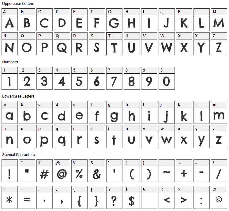 Chelsea Market Font Character Map