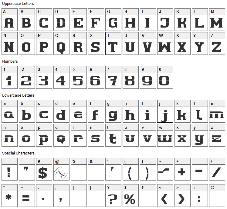 Cherif Font Character Map