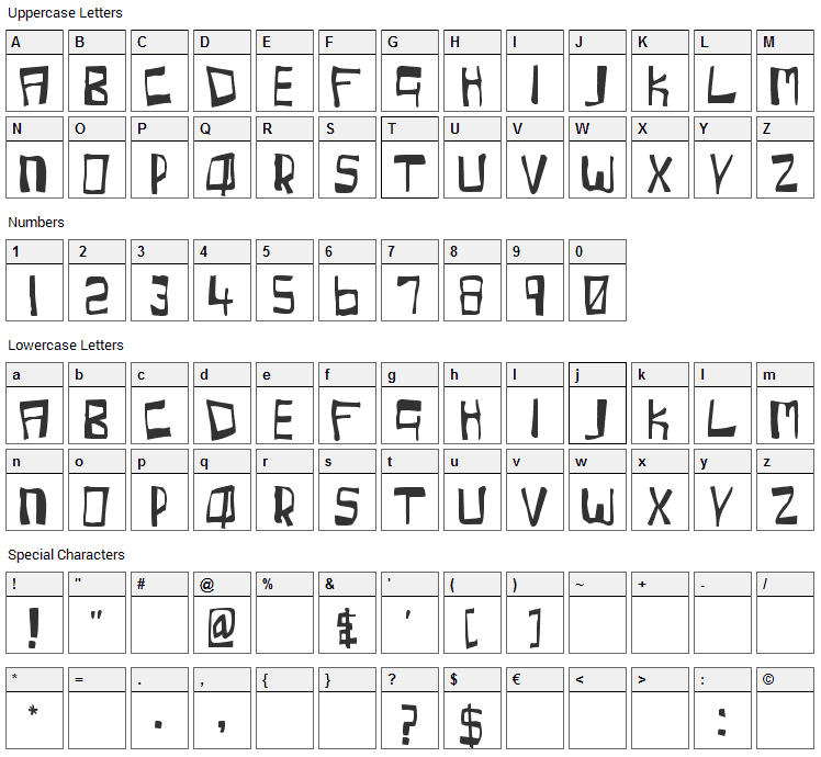 Cherry Coke Font Character Map