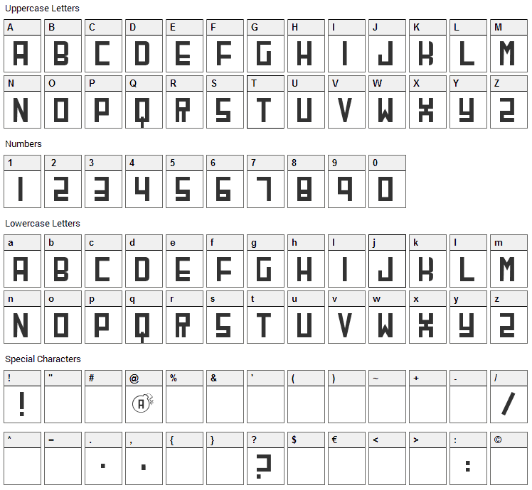 CherryBomb Font Character Map