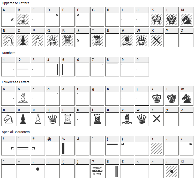 Chess Leipzig Font Character Map