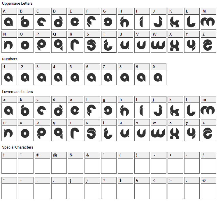 Chewed Kandi Font Character Map