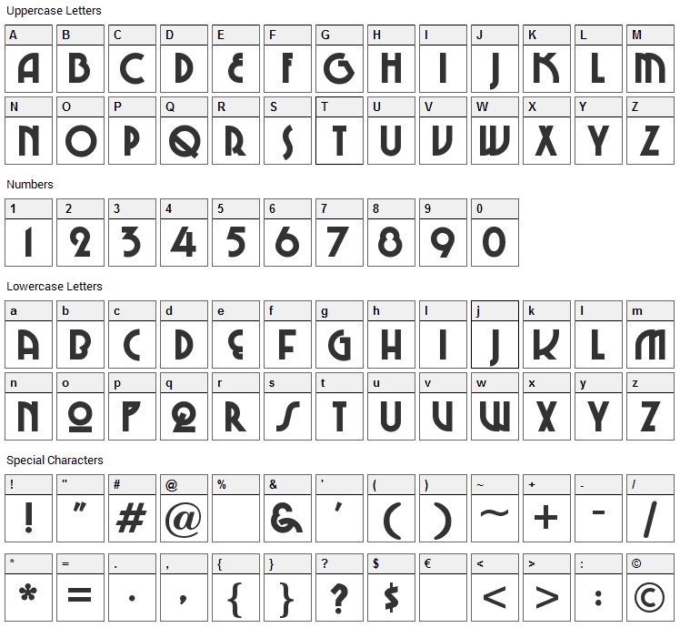 Chi-Town Font Character Map