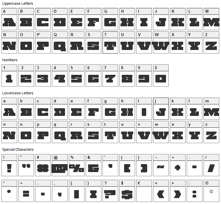Chicago Express Font Character Map