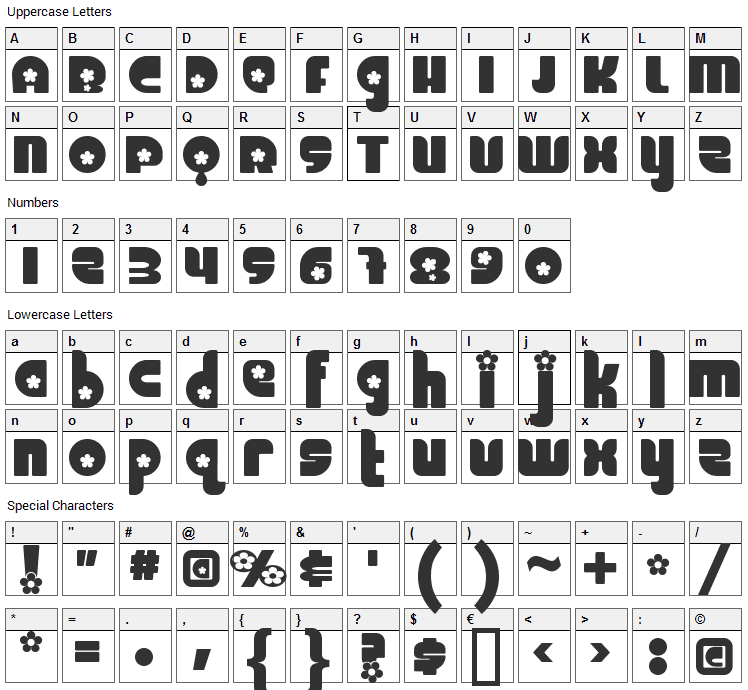 Chick Font Character Map
