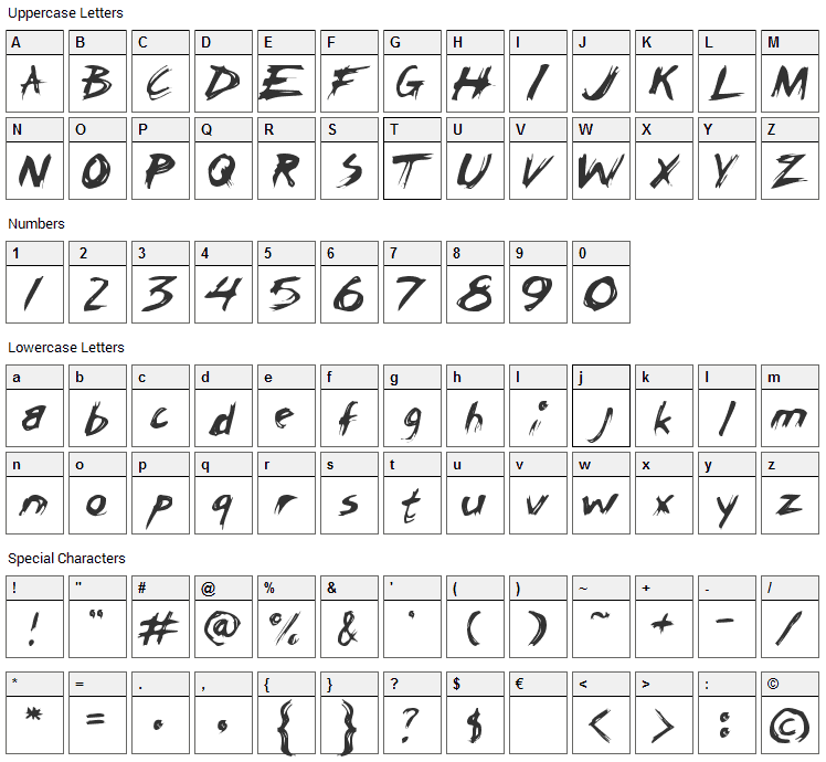 Chicken Scratch Font Character Map